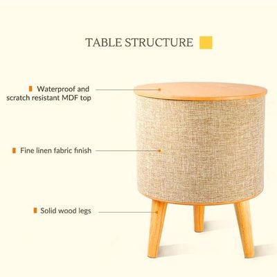 Nourest 3 in 1 Smart Wireless Charging Table with Bluetooth Speakers & USB Station - 50W Oak colour