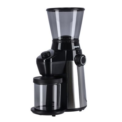 Geepas Electric Coffee Grinder -15 Grind Settings Adjustable Settings With Knob | Portable airtight chamber | Coffee Grinder For Drip, Percolator, French Press, American And Turkish Coffee Makers 0.35 kg 150 W GCG41013 Grey/Black