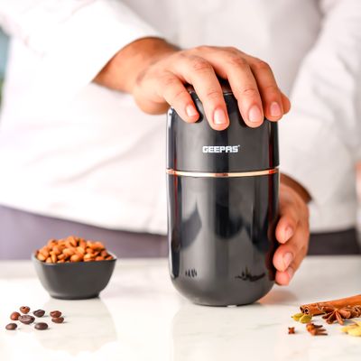 Geepas Coffee Grinder- 80 g Capacity, Durable Stainless Steel Jar and Blade, ABS Housing/ Ergonomic Grip, Perfect for Grinding Coffee Beans, Spice, Bread, etc. 0.08 kg 200 W GCG41023 Black