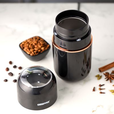 Geepas Coffee Grinder- 80 g Capacity, Durable Stainless Steel Jar and Blade, ABS Housing/ Ergonomic Grip, Perfect for Grinding Coffee Beans, Spice, Bread, etc. 0.08 kg 200 W GCG41023 Black