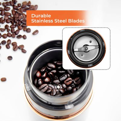 Geepas Coffee Grinder- 80 g Capacity, Durable Stainless Steel Jar and Blade, ABS Housing/ Ergonomic Grip, Perfect for Grinding Coffee Beans, Spice, Bread, etc. 0.08 kg 200 W GCG41023 Black