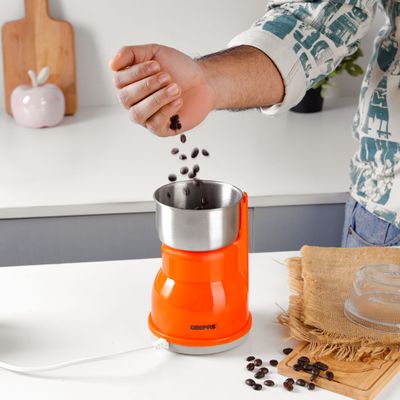 Geepas Coffee Grinder- GCG5440/ 250W Powerful Motor, Durable Jar and Blade/ Ergonomic Grip, Perfect for Grinding Coffee Beans, Spice, Bread, etc./ Red, 2 Years Warranty
