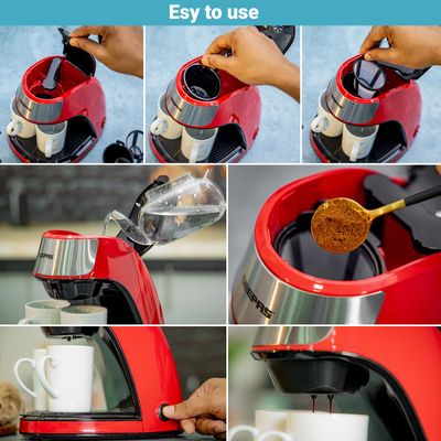 Geepas Espresso Machine Barista Coffee Maker With Pump 0.3 L 450 W GCM41508 Red/Black