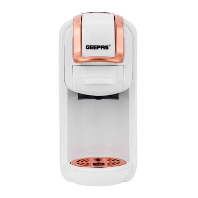 Geepas 4-in-1 Capsule Coffee Machine | Compatible with all Brand Capsules | Fast Heating System, One-Touch Button Operation| 20 bar  pump, Removable 0.6L Water Tank , Mini Size Fits Anywhere | 2 Years Warranty 600 ml 1450 W GCM41526-WT White/Rose Gold