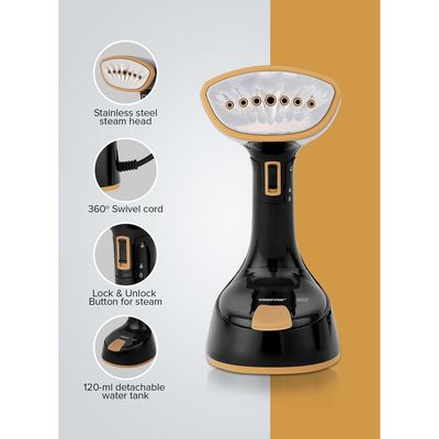 Geepas Handheld Garment Steamer Equipped with Stainless Steel Head 120 ml 1470 W GGS25034 Black