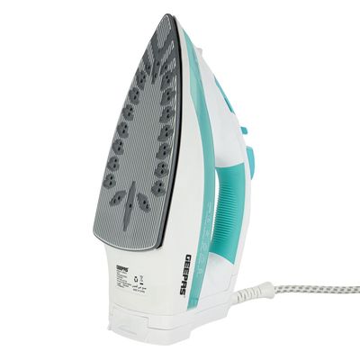 Geepas Wet and Dry Steam Iron Box with Ceramic Soleplate and Self Cleaning Function Handy Design with Anti drip Function Powerful Burst Steam 2400 W GSI24015 Green/White