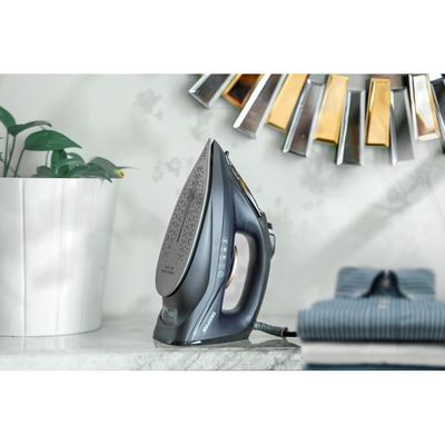 Geepas Dry and Wet Steam Iron with Self-clean function, Adjustable Temperature Control, Ceramic Soleplate, Dry/ Steam/ Burst of Steam/ Vertical Steam Function 220 ml 2400 W GSI7703N Black