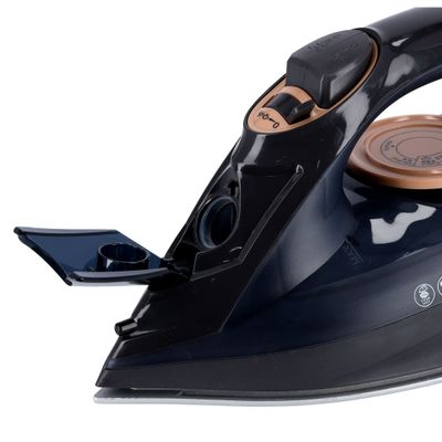 Geepas Dry and Wet Steam Iron with Self-clean function, Adjustable Temperature Control, Ceramic Soleplate, Dry/ Steam/ Burst of Steam/ Vertical Steam Function 220 ml 2400 W GSI7703N Black