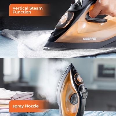 Geepas Multifunctional Steam Iron  With Non-Stick Soleplate, Wet/Dry Function/Temperature Control, Dry/Steam Burst/Steam/Vertical Steam/Spray Function 120 ml 1800 W GSI7783N Multicolour