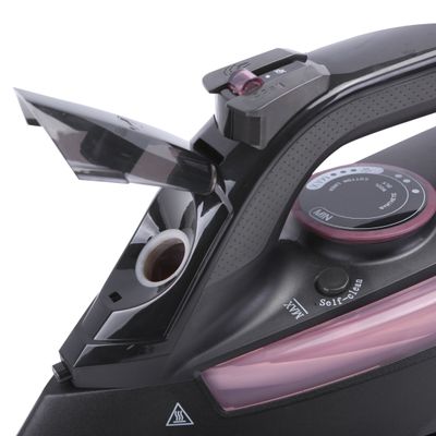 Geepas Ceramic Steam Iron With Temperature Control,Dry & Steam Function/Compact And Handy Design, Suitable For All Kinds Of Fabric 2400 W GSI7791 Black/Red