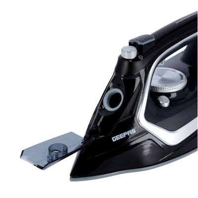 Geepas Steam Iron - 2 in 1 Dry & Wet Steam Iron - Adjustable Temperature Control, Ceramic Soleplate - Dry/Steam/Burst of Steam/Vertical Steam Function, Steam Boost | 2 Years Warranty 2200 W GSI7801N Black/White