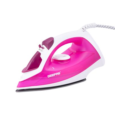 Geepas Steam Iron- Non-Stick Coating Plate 1300W & Adjustable Thermostat Control | 210ML Water Tank & Steam Shot for Crease Free Clothes | 2 Years Warranty 1300.0 W GSI7808 Pink