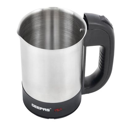 Geepas Stainless Steel Travel Electric Kettle with Boil Dry Protection and Automatic Cut-Off 0.5 L 1100 W GK175 Silver/Black