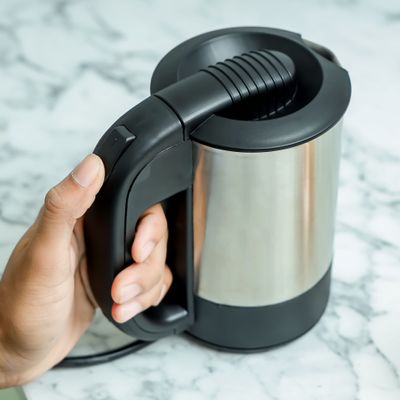 Geepas Stainless Steel Travel Electric Kettle with Boil Dry Protection and Automatic Cut-Off 0.5 L 1100 W GK175 Silver/Black