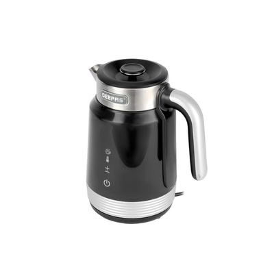 Geepas Smart Stainless Steel Kettle with Auto Boiling Shut-Off 1.7 L 2200 W GK38034 Black