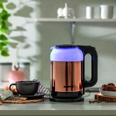 Geepas Double Layer Electric Glass Kettle With Boil Dry Protection and Automatic Cutoff 1.7 L 1500.0 W GK38063 Black , Rose Gold