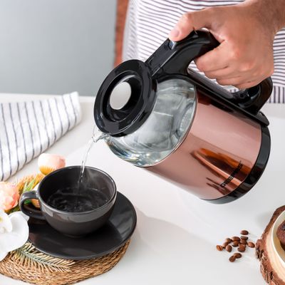 Geepas Double Layer Electric Glass Kettle With Boil Dry Protection and Automatic Cutoff 1.7 L 1500.0 W GK38063 Black , Rose Gold