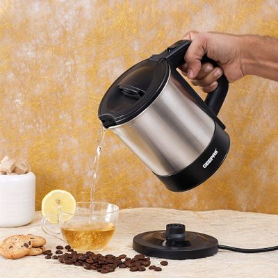 Geepas Electric Kettle Stainless Steel Housing | Boil Dry And Overheat Protection |Automatic Cutoff, 360 Degree Rotatable Base 1.0 L 1200.0 W GK5418N Silver/Black