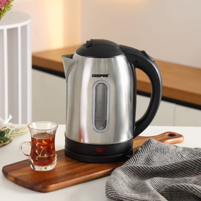 Geepas Portable Electric Kettle 1.8L 1.8 L GK6123 Silver/Black