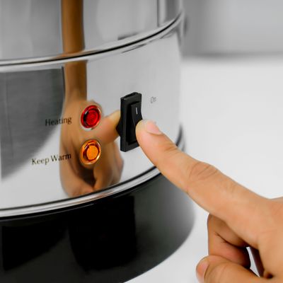 Geepas 10L Water Boiler 1650W - Auto & Reset Thermostat with High Energy Efficient | Stainless Steel Body | Perfect for Hotels, Home, Hospitals | 2 Years Warranty GK6155 Silver/ Black