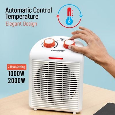 Fan Heater With 2 Heat Setting Adjustable Thermostat 2000 W GFH28520 White/Red