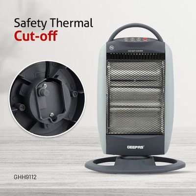 Geepas Halogen Heater High Performance Heater with 3 Heating Power Oscillating Function 1200 W GHH9112D Grey