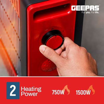 Geepas Quartz Heater 1500W 1500.0 W GQH9109 Cream/Orange