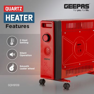 Geepas Quartz Heater 1500W 1500.0 W GQH9109 Cream/Orange