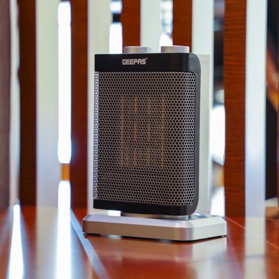 Geepas PTC Fan Heater, Ceramic Heating Element, Overheat Protection | Safety Tip-Over Switch | Adjustable Thermostat 1500.0 W GRH28529 Black & Silver
