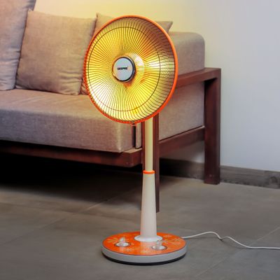 Halogen Stand Heater| High Performance Heater, 1 Hour Timer| Bending/Lifting Of Head Function, Height Adjustable Body And Safety Tip-Over Switch| Perfect For Home And Office Use, Portable With A Carry Handle 1000 W GRH9547 White/Orange