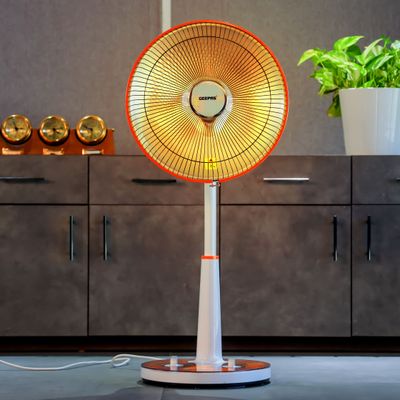 Halogen Stand Heater| High Performance Heater, 1 Hour Timer| Bending/Lifting Of Head Function, Height Adjustable Body And Safety Tip-Over Switch| Perfect For Home And Office Use, Portable With A Carry Handle 1000 W GRH9547 White/Orange