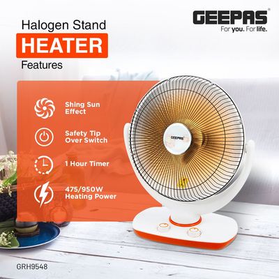 Halogen Stand Heater With Heating Power 950.0 W GRH9548 White/Orange