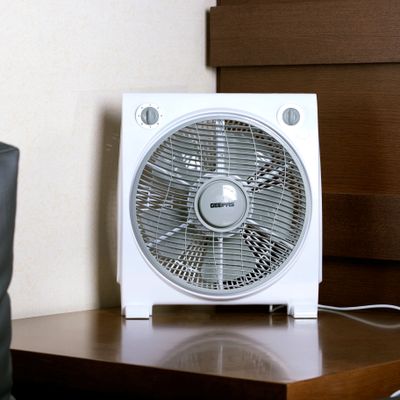 Geepas 12 Inch Powerful Personal 3 Speed Box Fan with Copper Motor, Portable Desk Fan With  Fan Guard, Table Fan for Office and Home, 60 Minutes Timer GF21113N Blue, White