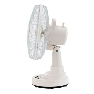 Rechargeable Fan - 2 Speed Settings with 6 Hours Continuous Working & 24 Hours LED Light | 5000 Mah Battery | Ideal for Office, Home & Outdoor Use GF21118 White