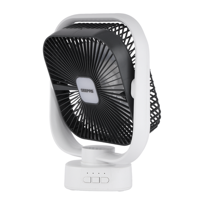 Geepas 2-In-1 Oscillating LED Table Fan With Light Operating For 30 Hours Fans Works 9 Hours GF21122 White/Black