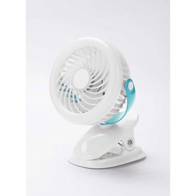 Rechargeable Clip Fan with LED Light Two Quiet Speeds with 7 Hours Continuous Working GF21137 white