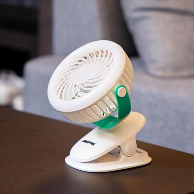 Rechargeable Clip Fan with LED Light Two Quiet Speeds with 7 Hours Continuous Working GF21137 white