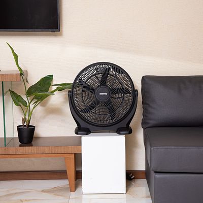 Personal High Performance Box Fan with 3 Speed Controls and 5 Leaf Blades 180 Degree Adjustable Angle and Efficient Cooling GF21138 Black