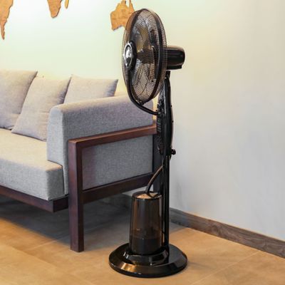 16" Mist Fan With Remote Control & LCA Display 3 Speed Setting & Breeze Modes  Oscillation & Tilt Function  0.5-7.5H Timer Function  Transparent Water Tank  Home & Office Use 0.0 L 75.0 W GF21160 Black