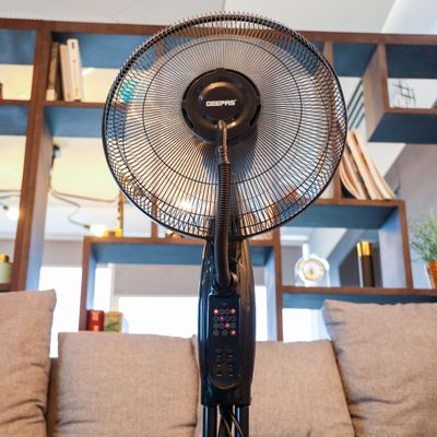 16" Mist Fan With Remote Control & LCA Display 3 Speed Setting & Breeze Modes  Oscillation & Tilt Function  0.5-7.5H Timer Function  Transparent Water Tank  Home & Office Use 0.0 L 75.0 W GF21160 Black