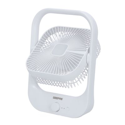 8" Rechargeable Fan with LED Light - Over-Charge Protection, 8 Hours Working, Step-Less Speed Control, Rechargeable Lithium Battery, Full-Charge Indicator GF21162 White