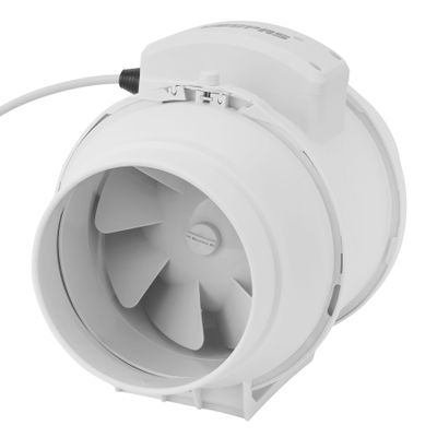 6â€ In Line Exhaust Fan With 2 Speed, 2150 rpm Speed, 370CFM, Rust Free, Low Noise, Installed In Loft Or Roof Space, Overrun Timer Adjustable From 2-30 Minutes, 28 W GF21192 White