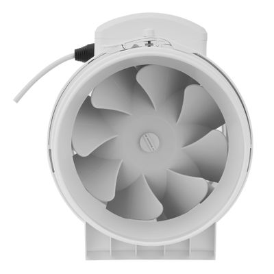 8â€ In Line Exhaust Fan" with 2-speed settings, 1700 rpm speed, 500CFM, rust-free construction, low noise operation, designed for installation in loft or roof space 55 W GF21193 White