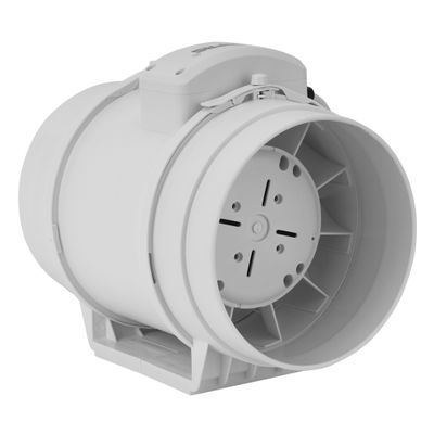 8â€ In Line Exhaust Fan" with 2-speed settings, 1700 rpm speed, 500CFM, rust-free construction, low noise operation, designed for installation in loft or roof space 55 W GF21193 White