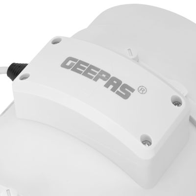 Geepas 8â€ In Line Exhaust Fan" with 2-speed settings, 1700 rpm speed, 500CFM, rust-free construction, low noise operation, designed for installation in loft or roof space 55 W GF21193 White