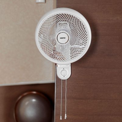Geepas 14" Wall Fan With 3 Speed Setting, ABS Circulator Head, AS 5 Fins Blade, ABS Body, Wide Angle Oscillation, 60W Powerful Motor, Chrome & Silver Painting Decoration 60 W GF21203 White