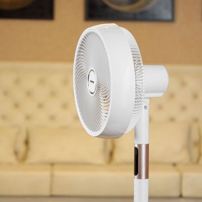 14" Stand Fan With Remote Control, Oscillation, 3 Speed Setting, 5 Pcs AS Blades, 60W Powerful Motor, 8 Hours Motor, ABs Circulator Head, ABS Body, 3 Mode Natural, Normal, Sleeping 60 W GF21205 White