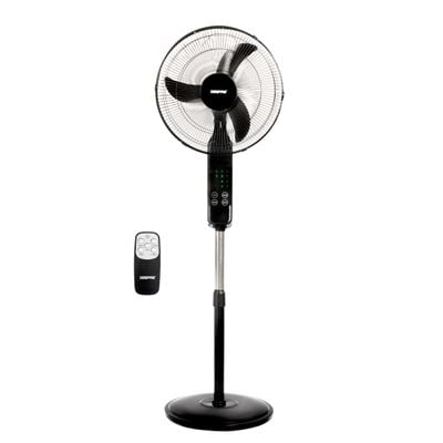 16" Stand Fan 3 Speed With Remote Control , 5 Leaf Blade, Adjustable Height & Tilt Setting With Led Display 55 W GF9466 White