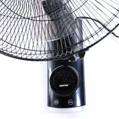 16 Inch Wall Fan With Remote Control,3 Speed Options, 5 Pcs AS Blade, 12 Hours Timer Wide Oscillation and Oveheat Protection Durable Metal Grill 60 W GF9479N Black