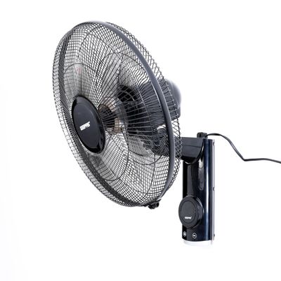 16 Inch Wall Fan With Remote Control,3 Speed Options, 5 Pcs AS Blade, 12 Hours Timer Wide Oscillation and Oveheat Protection Durable Metal Grill 60 W GF9479N Black